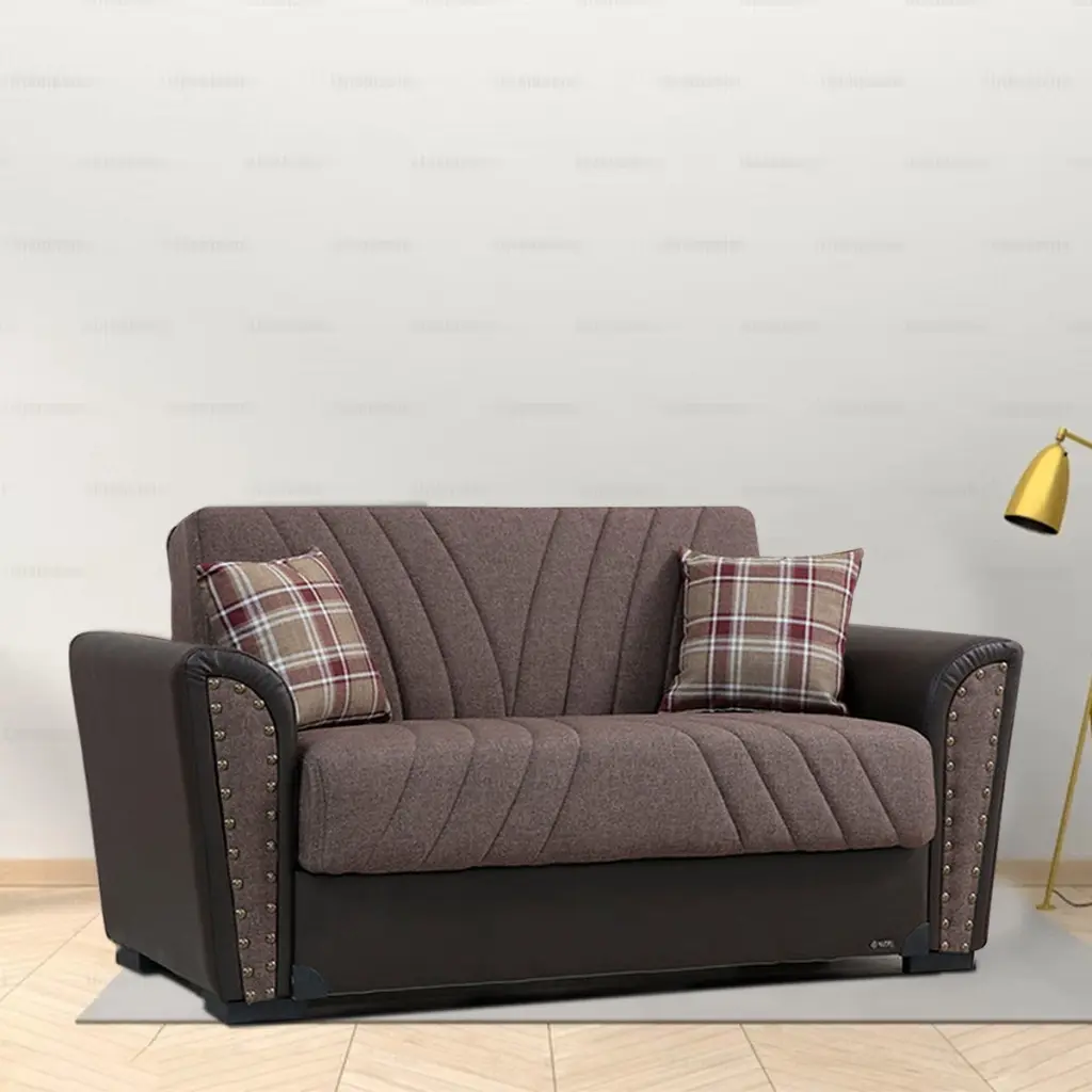 Salinas Brown Fabric Loveseat - Comfortable Upholstered Sofa Home Go Green Woods