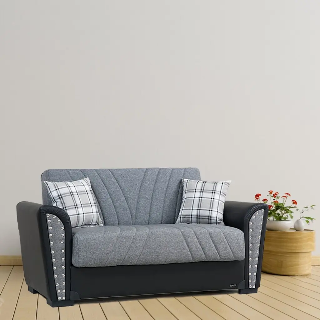 Salinas Gray Fabric Loveseat - Soft Upholstered Sofa Small Spaces Go Green Woods