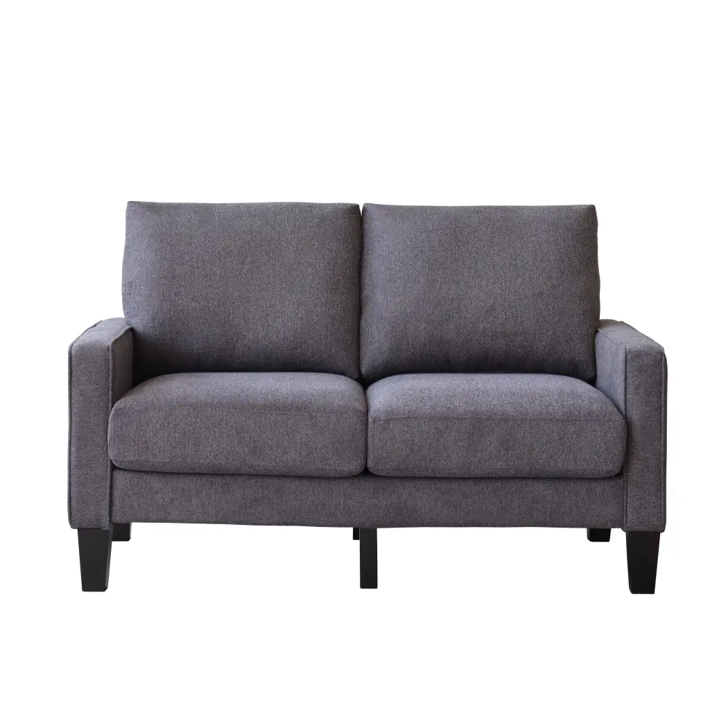 Modern Living Room Furniture Loveseat Dark Grey Fabric Jamini