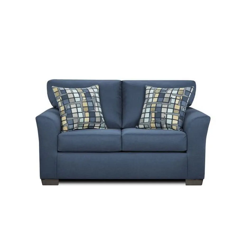 Elijah Loveseat Sofa Blue Fabric Small Apartments KD Gabinete