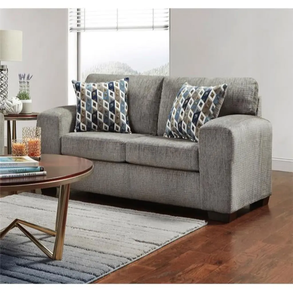 Marshall Loveseat Sofa Gray Modern Upholstered Living Room Furniture KD Gabinete