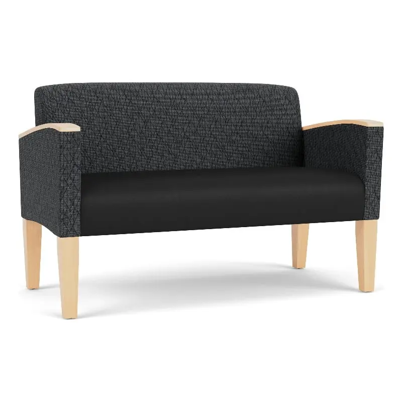 Lesro Belmont Lounge Reception Loveseat Black - Elegant Fabric Sofa Reception Areas