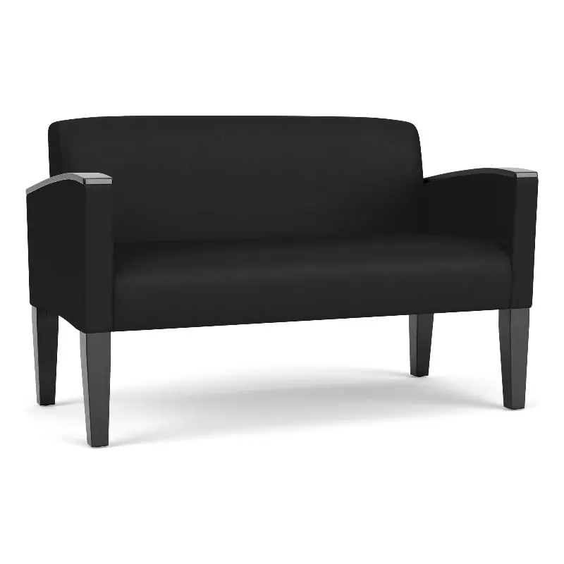 Lesro Belmont Lounge Reception Loveseat Black - Stylish Fabric Upholstery Offices