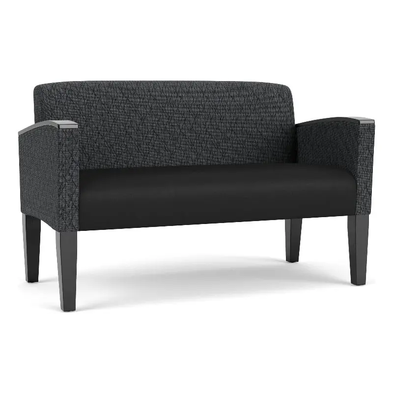 Lesro Belmont Lounge Reception Loveseat Black - Modern Fabric Upholstery Waiting Rooms