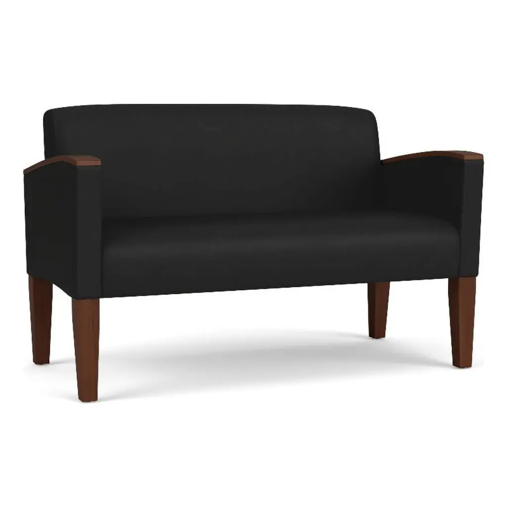 Lesro Belmont Lounge Reception Loveseat Black - High-Quality Fabric Upholstery Any Space