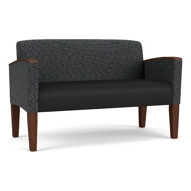 Lesro Belmont Lounge Reception Loveseat Black - Modern Fabric Upholstery Any Space