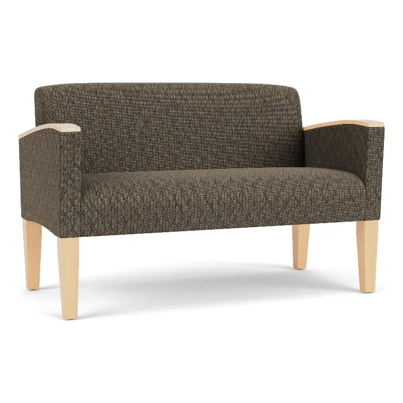 Lesro Belmont Lounge Reception Loveseat Brown - Comfortable Fabric Sofa Home or Office