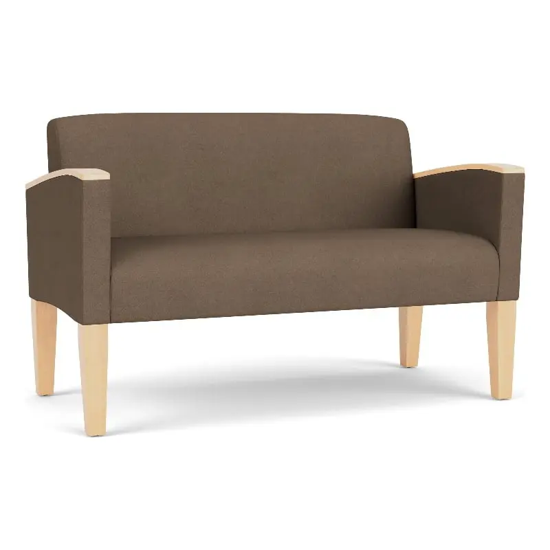 Lesro Belmont Lounge Reception Loveseat Brown - Durable Fabric Sofa Lounge Areas