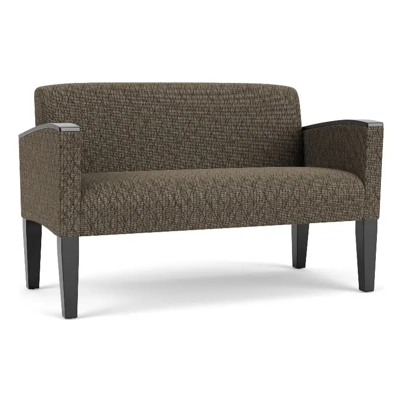 Lesro Belmont Lounge Reception Loveseat Brown - Comfortable Fabric Upholstery Home or Office
