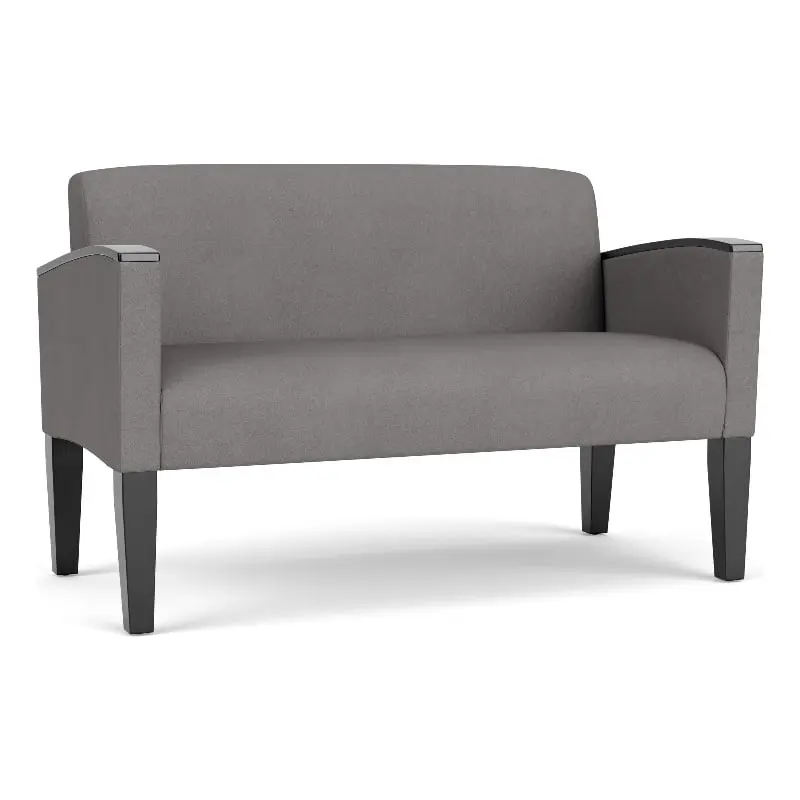 Lesro Belmont Lounge Reception Loveseat Gray - Comfortable Fabric Upholstery Office or Home