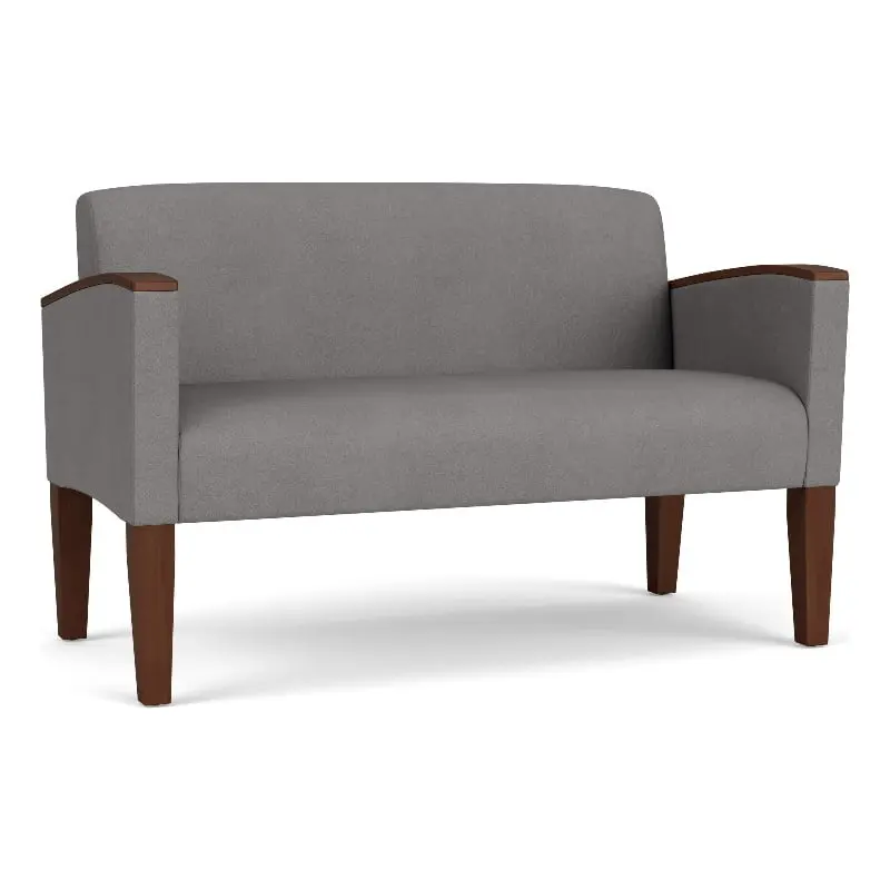 Lesro Belmont Lounge Reception Loveseat Gray - Stylish Fabric Upholstery Any Room