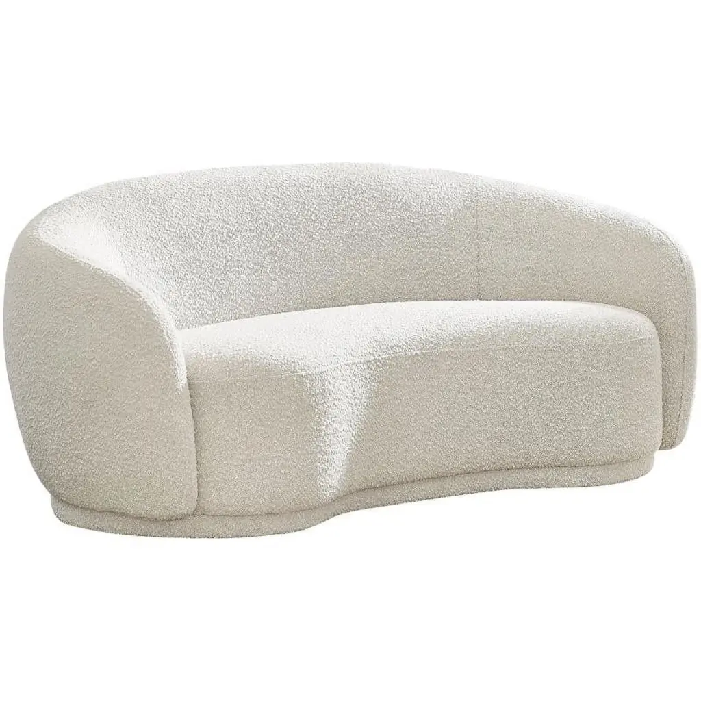 Maklaine Contemporary Boucle Fabric Loveseat Rounded Back Cream - Elegant Home Furniture