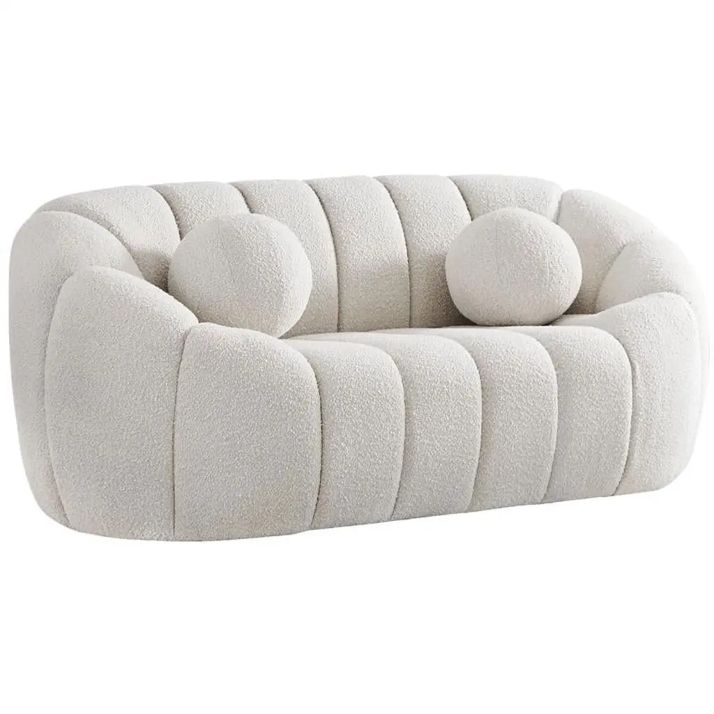 Meridian Furniture Elijah Cream Boucle Fabric Loveseat - Elegant and Soft Seating