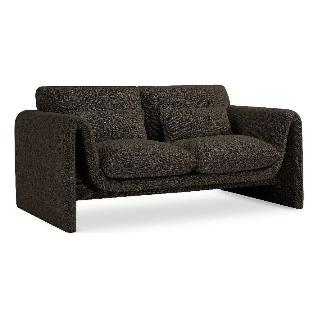 Meridian Furniture Stylus Brown Boucle Fabric Loveseat - Cozy Living Room Seating
