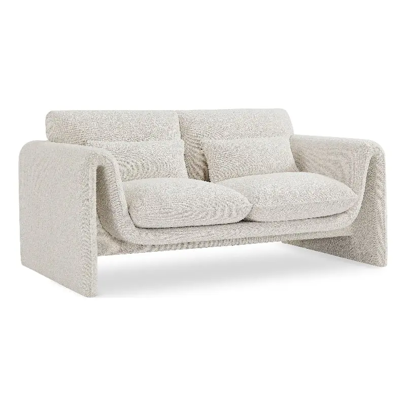 Meridian Furniture Stylus Cream Boucle Fabric Loveseat - Elegant Living Room Seating