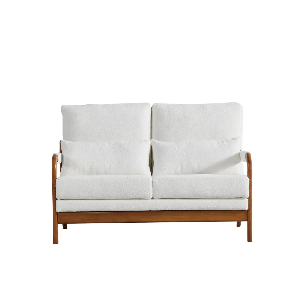 49.01 Modern Teddy Fabric Loveseat Wood Frame Sofa Living Room 19997 Miekor