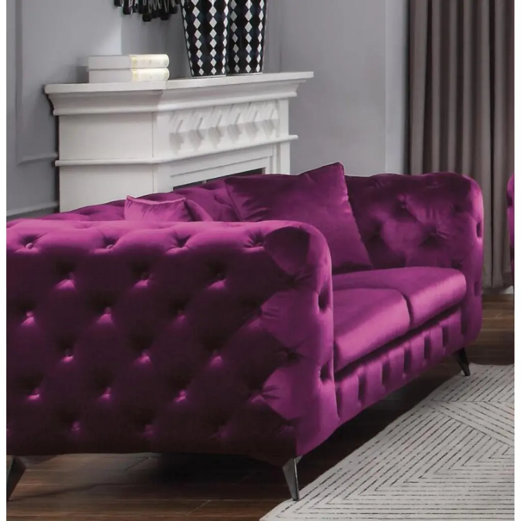 Miekor Furniture Atronia Purple Fabric Loveseat Compact Design