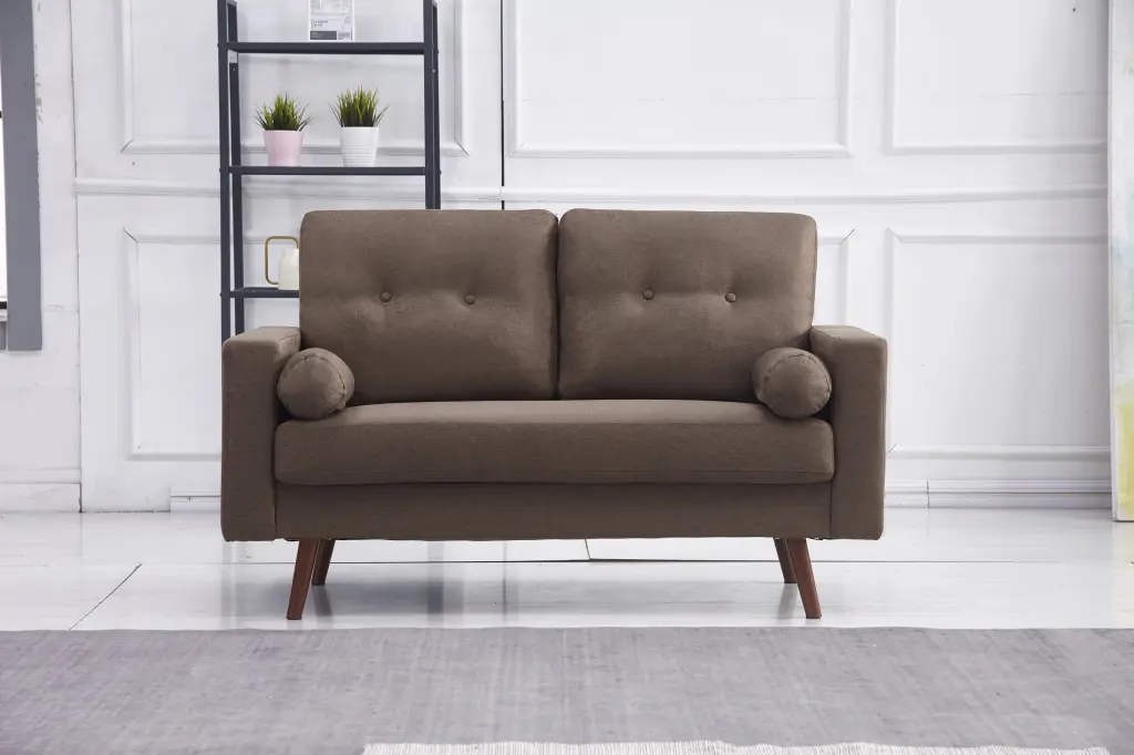 Brown Stationary Fabric Tufted Back Loveseat Arm Pillows Living Room Milton Greens Stars