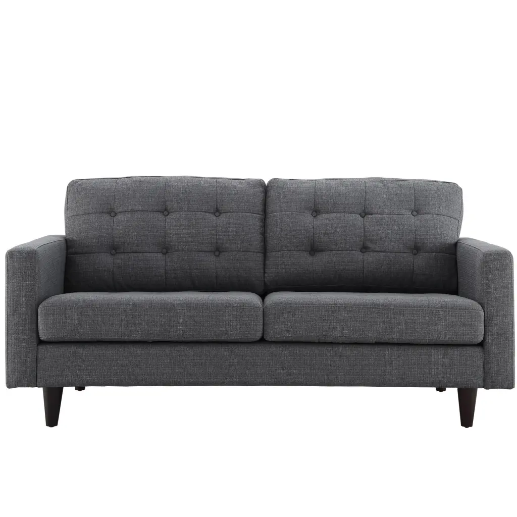 Modern Contemporary Gray Fabric Loveseat Sofa Living Room Kitchen Cafe Bistro