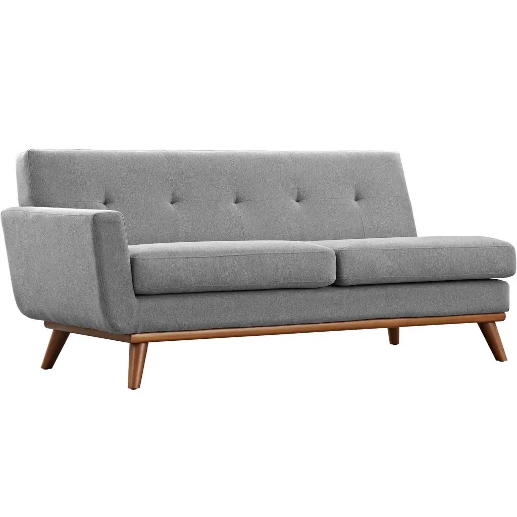 Modern Grey Fabric Left-Arm Loveseat Contemporary Living Room Furniture