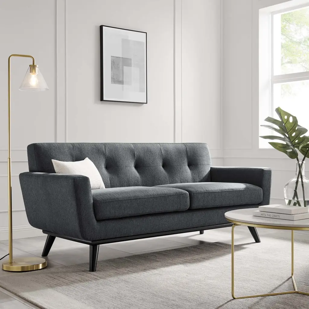 Modway Engage Herringbone Fabric Loveseat Charcoal