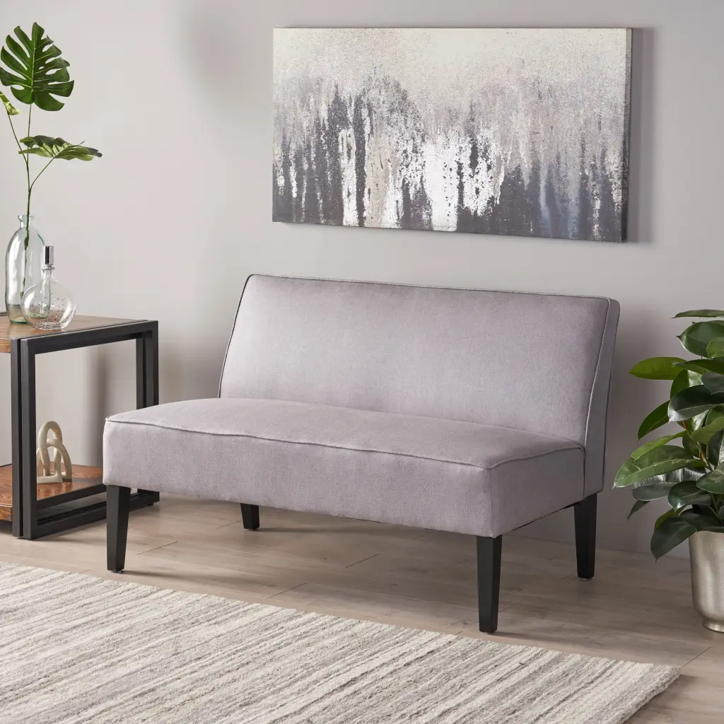 Noble House Desmond Fabric Love Seat Light Gray Modern Living Spaces
