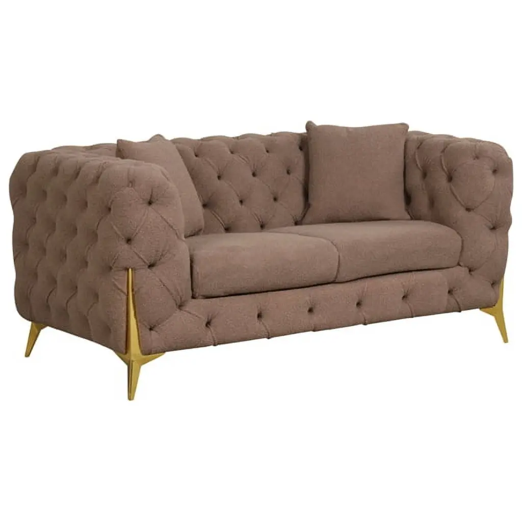 Pemberly Row Fabric Modern Loveseat Brown Color - Wood Frame Sofa Living Room