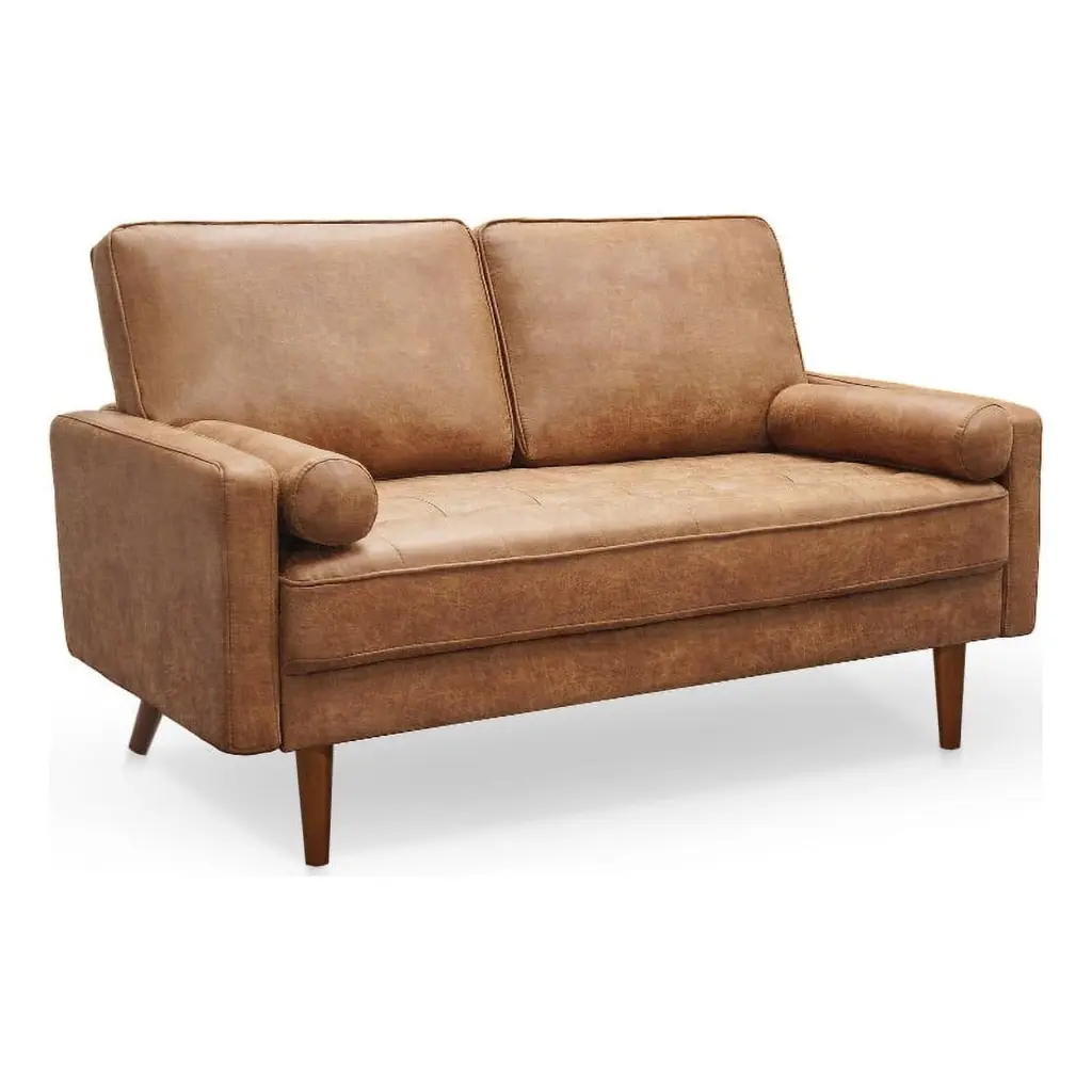 Pemberly Row 58 Upholstered Modern Fabric Loveseat Brown Contemporary Living Room