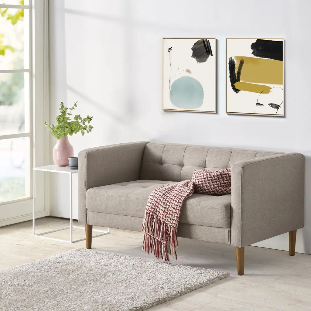 Woven Paths Pascal 2-Seater Loveseat Oatmeal Grey Small Spaces