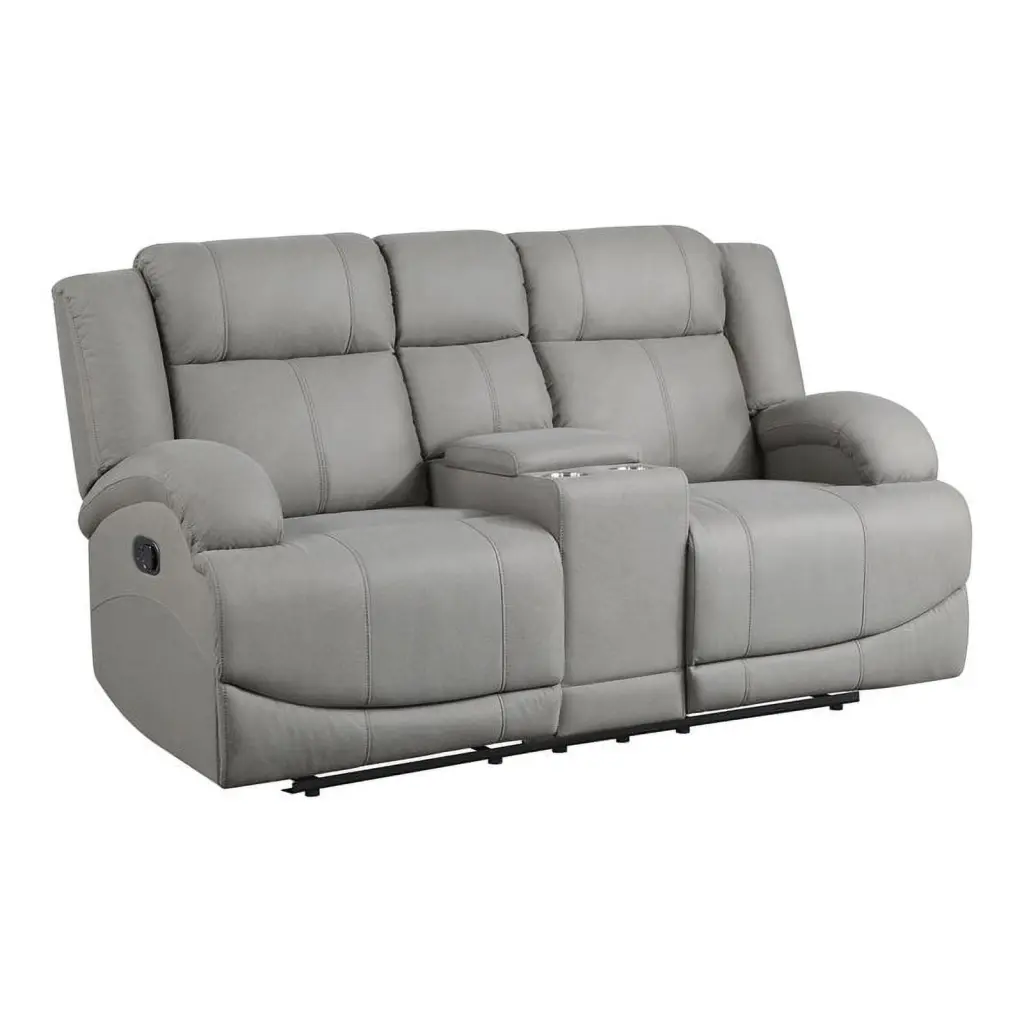 Lexicon Camryn Fabric Double Reclining Loveseat Center Console Gray