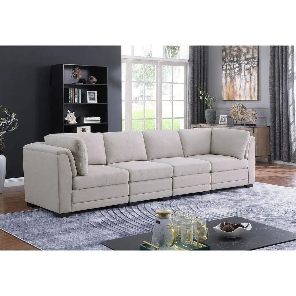 Kristin Linen Fabric 4-Seater Modular Sofa Bed Bath & Beyond