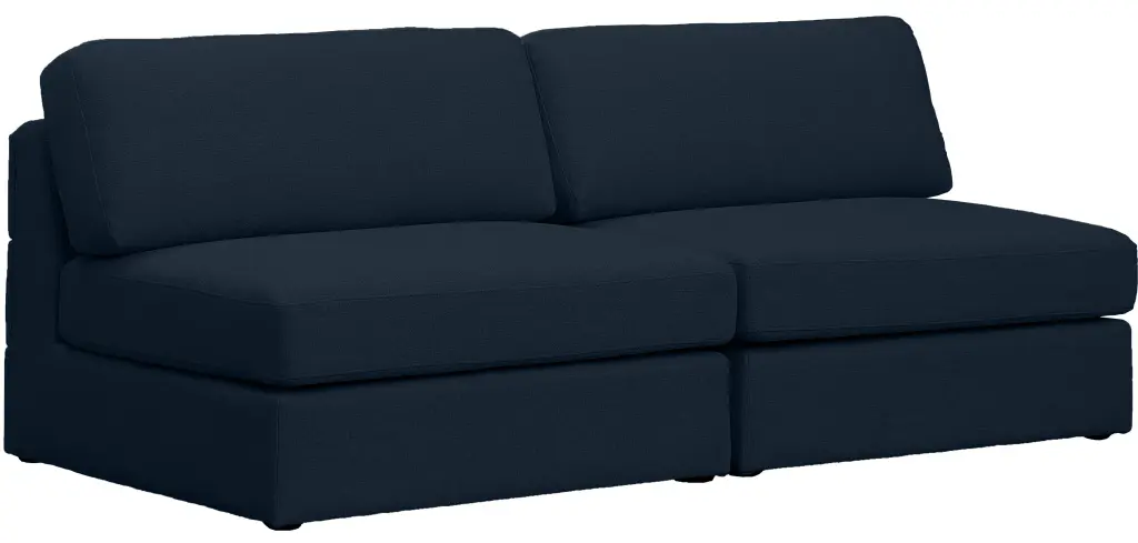 Meridian Furniture Beckham Navy Durable Linen Textured Fabric Modular Sofa Living Room