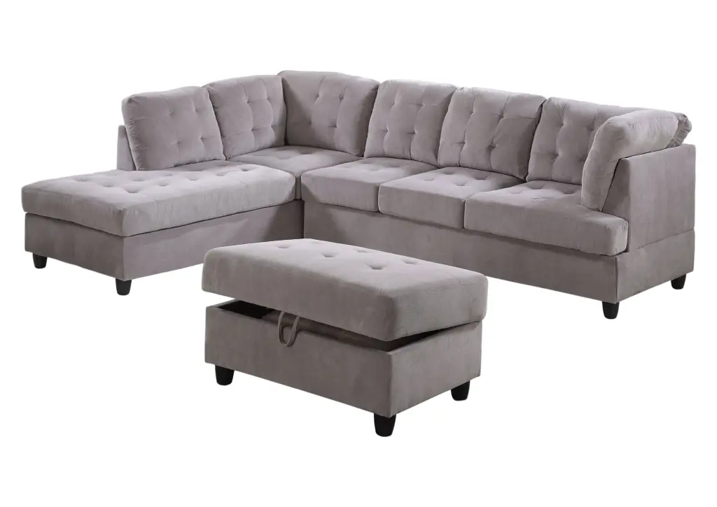 Ponliving Corduroy L Shape Sectional Sofa Storage Ottoman Left Hand Facing Chaise Pon Living Furniture Inc
