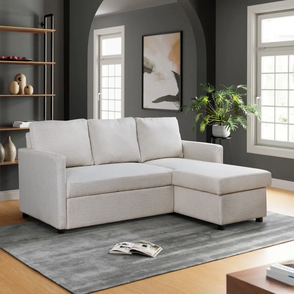 Serta Warren Modern Cream Fabric Sectional Sofa Box 1