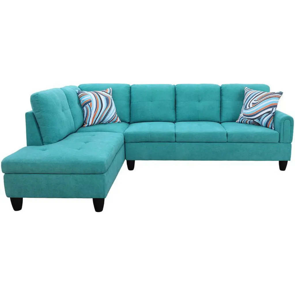 Star Home Living Marseille Green Linen Fabric Sectional Sofa Set Modern Living Room