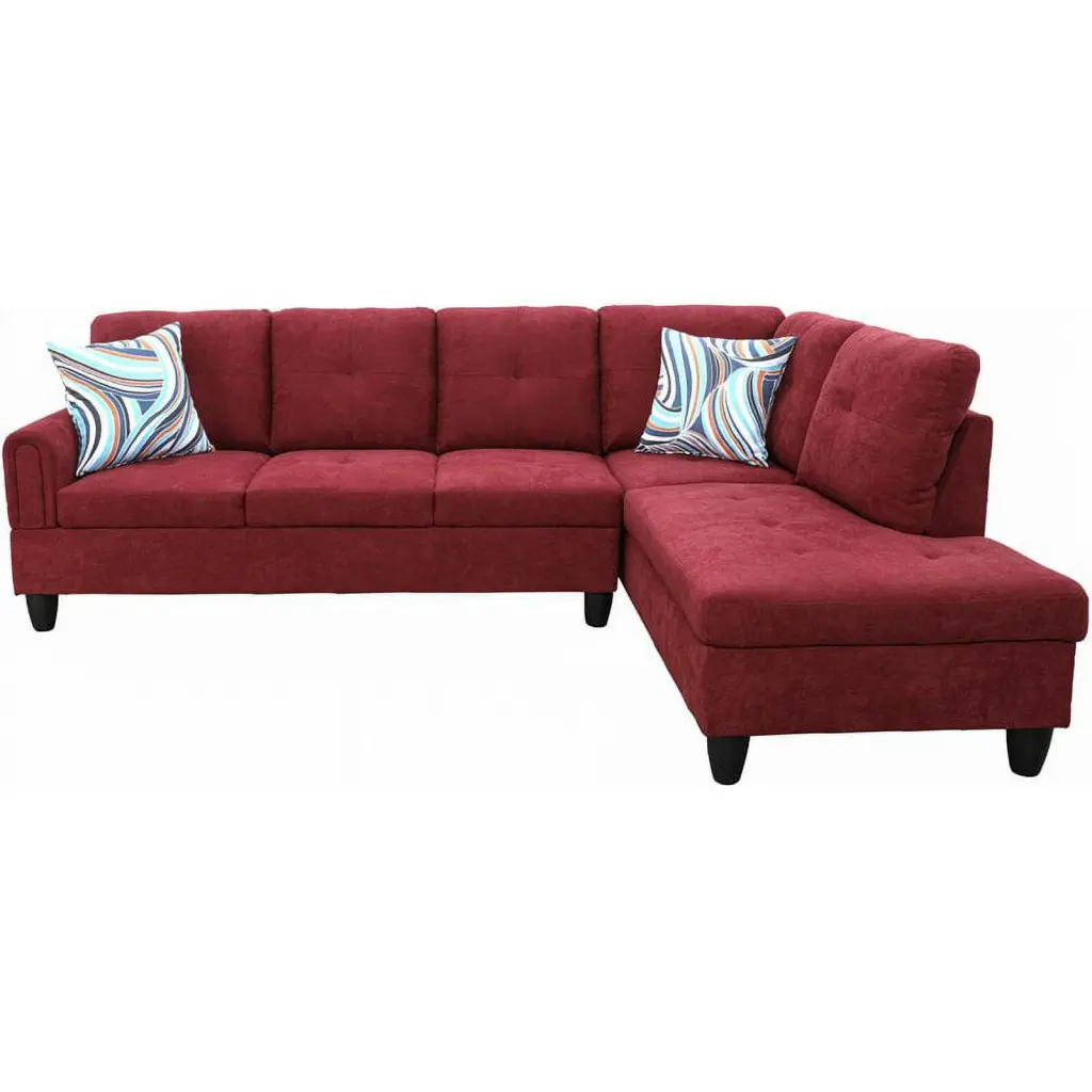 Star Home Living Puebla Linen Fabric Sectional Sofa Set Red Elegant Living Rooms