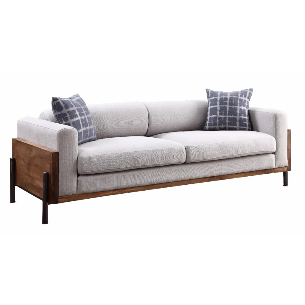 ACME Pelton Fabric Loose Back Sofa Pillows Walnut - Relaxing Living Room Furniture Acme Furniture