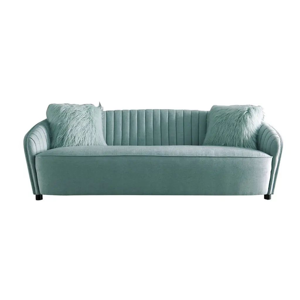 American Eagle Furniture Light Green Tufted Fabric Sofa