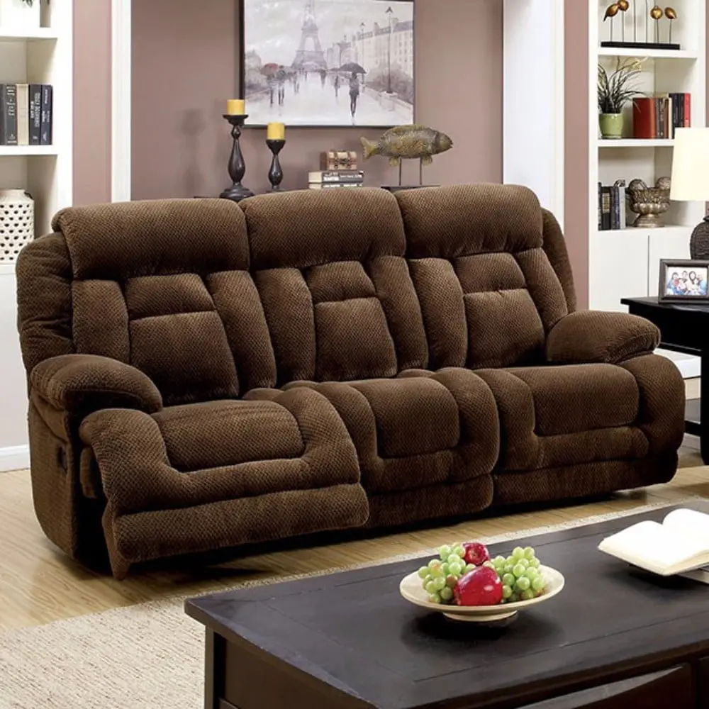 Flannelette Fabric Sofa Dark Brown Benzara