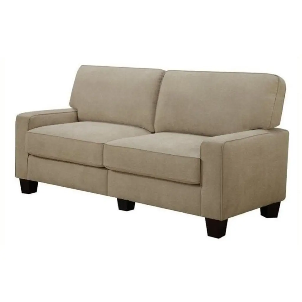 Bowery Hill Contemporary Fabric Upholstered Sofa Silica Sand Beige Modern Living Room