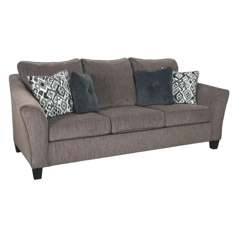 Bowery Hill Modern Contemporary Fabric Sofa Gray Finish Living Room