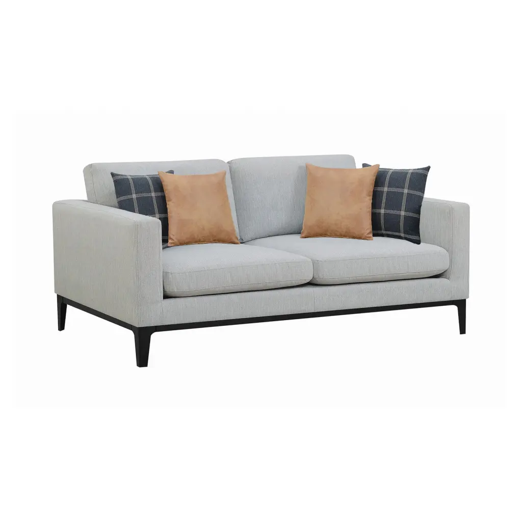 Coaster Apperson Upholstered Fabric Sofa Cushioned Back Light Gray Coaster Company