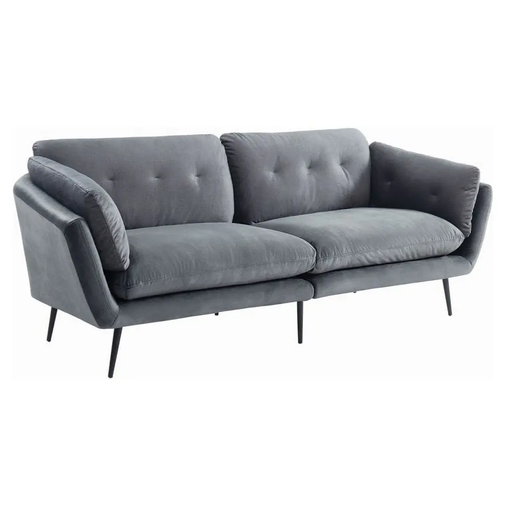 Divani Casa Cody Modern Polyester Fabric & Metal Upholstered Sofa Dark Gray - Contemporary Living Room Furniture