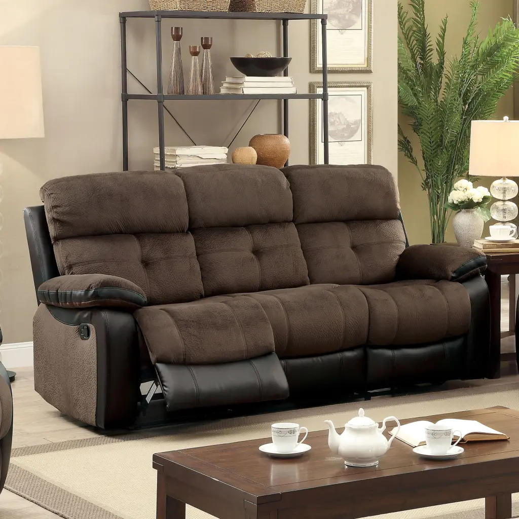 Furniture America Transitional Brown Fabric Tristen Sofa