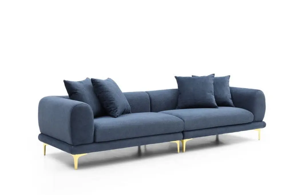 108.3 Luxurious Modern Blue 4-Seater Fabric Sofa - Stylish Living Room and Office Couch Comfortable Seating HATNOKIL