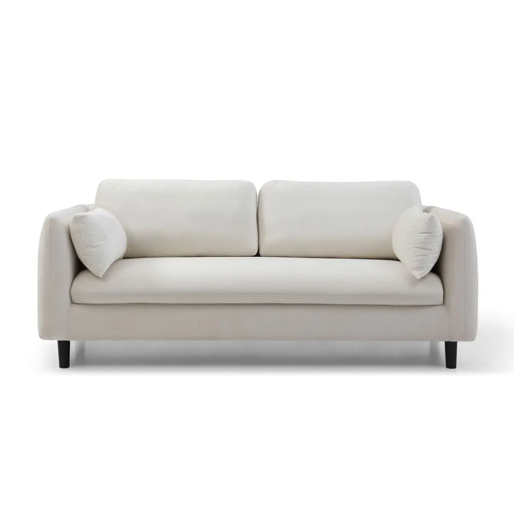 Comfortable Modern Fabric Sofa Pillowed Back Cushions and Rounded Arms - Stylish Couch Home and Apartments HATNOKIL