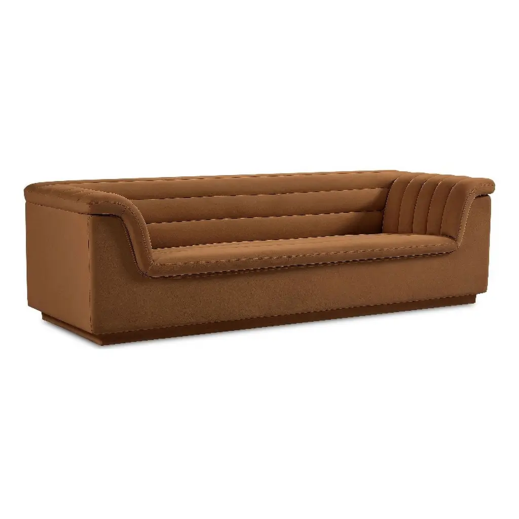 Meridian Furniture Cascade Saddle Velvet Fabric Sofa - Luxurious Living Room Seating