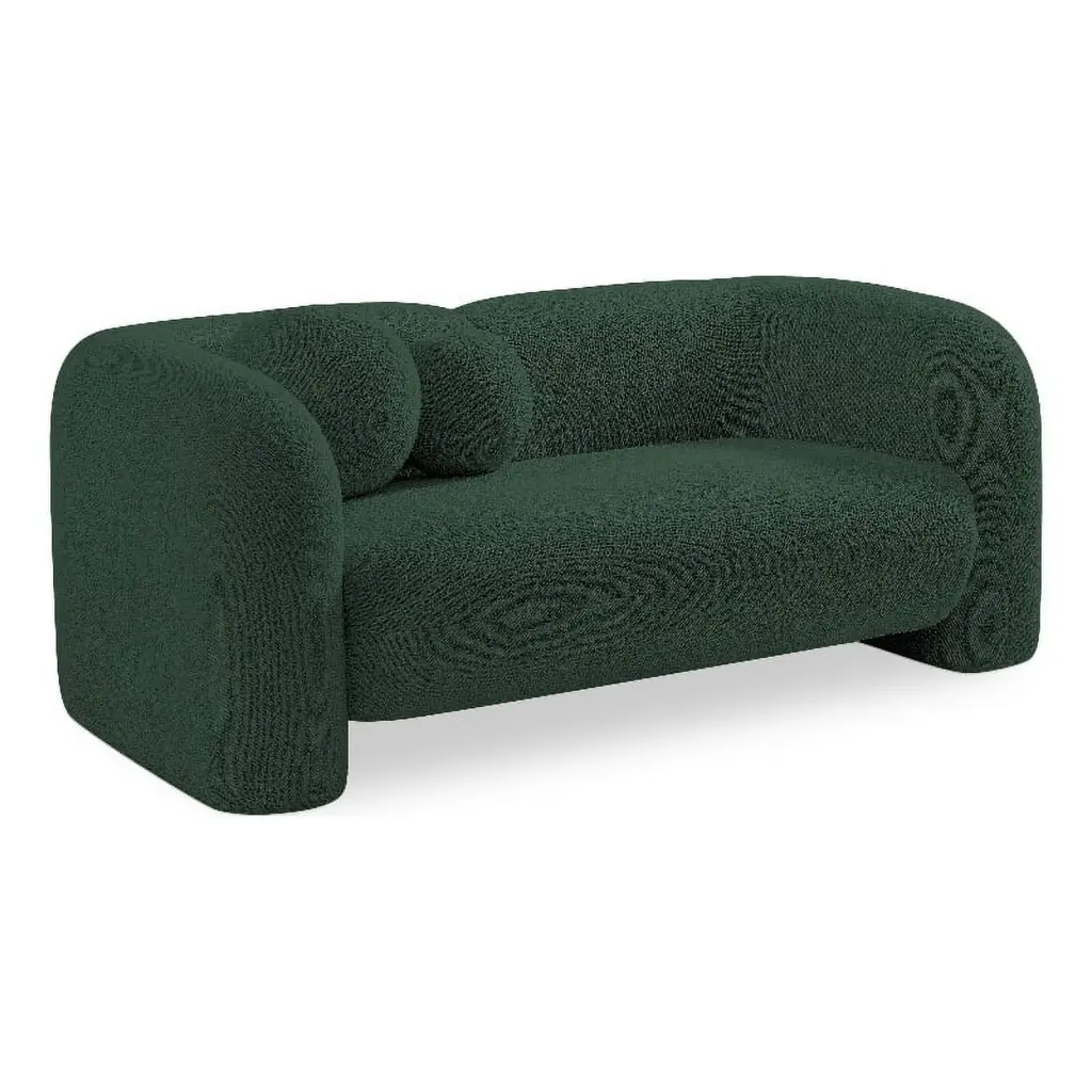 Meridian Furniture Emory Green Boucle Fabric Loveseat - Elegant Modern Sofa