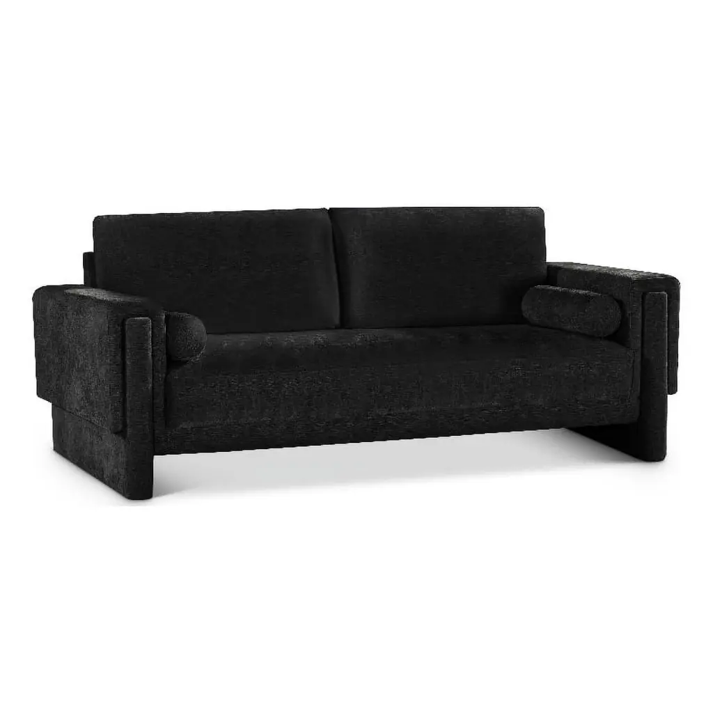 Meridian Furniture Madeline Black Chenille Fabric Sofa Living Room