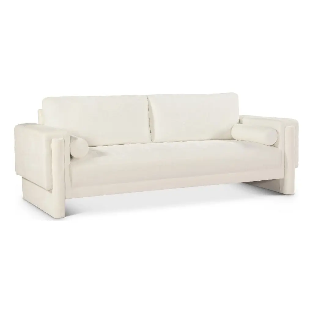 Meridian Furniture Madeline Cream Chenille Fabric Sofa Living Room